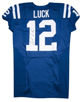 2012 Andrew Luck Game Used & Signed Indianapolis Colts Home Jersey Photo Matched To 3 Games (NFL-PSA/DNA & Resolution Photomatching)